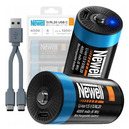 Newell D/R20 USB-C - 2x akumulator/bateria D/R20 (R20), USB-C